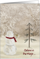 Christmas snowman and gold star ornament card