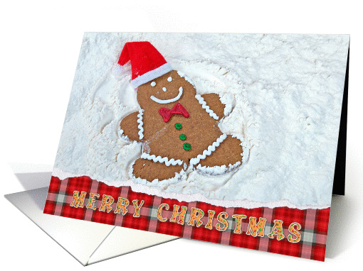 Merry Christmas gingerbread man snow angel card (1005971)