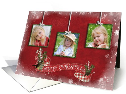 Merry Christmas photo card for grandparents with tinsel frames card