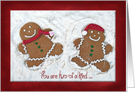 Christmas wedding anniversary with gingerbread cookie couple card