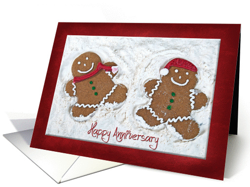 Christmas Eve anniversary with gingerbread cookie couple card