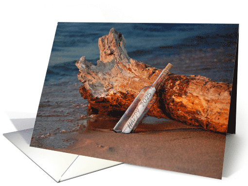 New Year 2024 Message in a Bottle on Driftwood card (1011361)