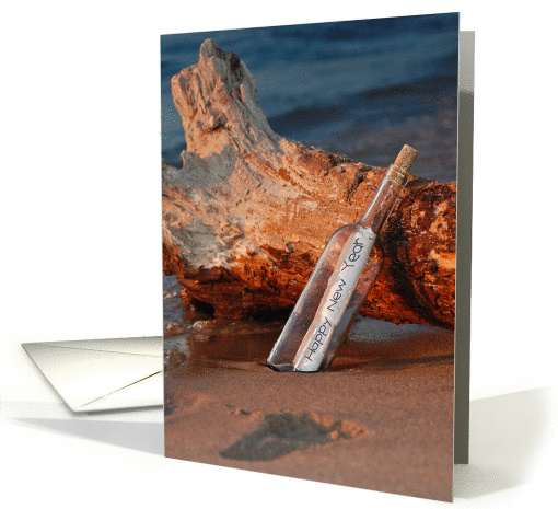 New Year's business thank you with message in a bottle card (1011363)