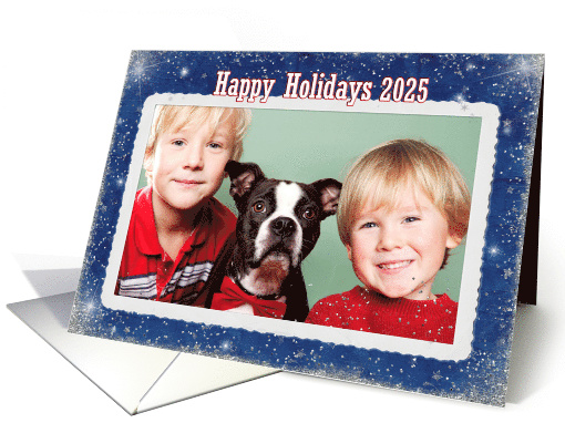 Happy Holidays 2025 Photo Card for Grandparents With Snowflakes card