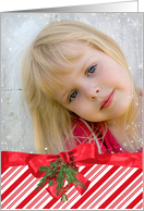 Christmas bow and snowflake frame photo card for Grandparents card