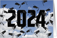 Graduation 2024 Black Graduation Caps In Blue Sky card