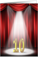 10th wedding anniversary in the spotlight with red curtain card