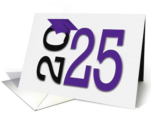 2025 High School Graduation With Black Cap On Purple card (1018045)