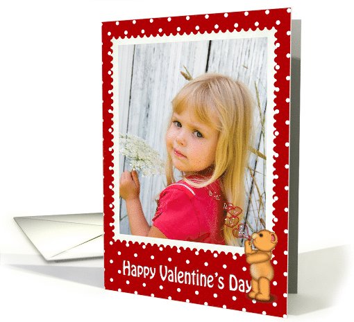 Valentine polka red dot polka dot with teddy bear card (1020447)
