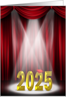 2025 Graduation Invitation with Gold Text In Stage Spotlight card