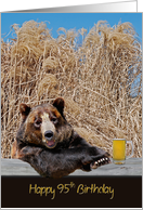95th Birthday bear with beer in mug card