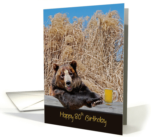 80th Birthday bear with beer mug card (1022091)