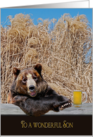 Son’s birthday with a bear and beer mug card