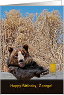Birthday with happy bear and beer mug card