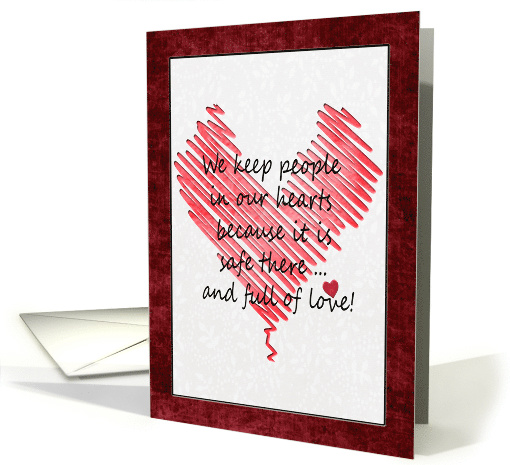 Thinking of you heart with textured red frame card (1022831)