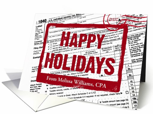 Happy Holidays postmark on income tax form card (1023687)