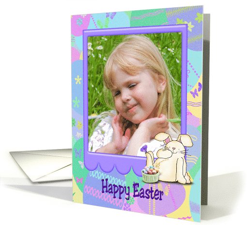 Easter photo card with bunny and egg basket card (1027119)