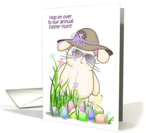 Easter Egg Hunt invitation with bunny and eggs card (1027505)