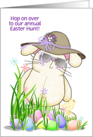 Easter Egg Hunt invitation with bunny and eggs card