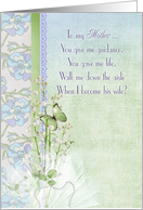 walk down the aisle request to Mother-lily of the valley bouquet card