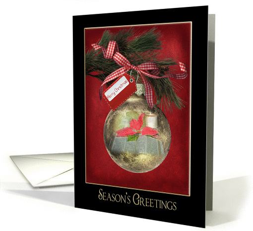 Christmas ornament with gingham bow and Bible card (1033345)