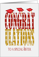 2024 Graduation Congratulations for Sister in Red and Gold School Colo card