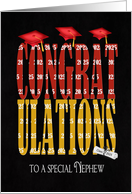 2025 Graduation For Nephew in Red and Gold School Colors On Black card