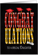 2025 Graduation For Daughter in Red and Gold School Colors On Black card