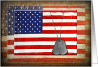 Military dog tags on...
