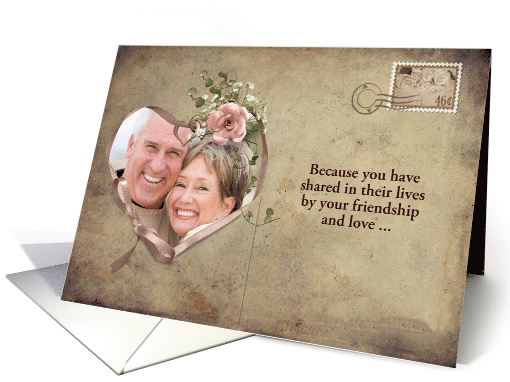 Vow Renewal invitation, vintage postcard photo card with... (1039363)