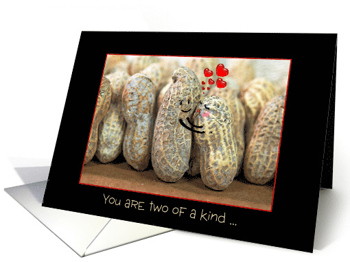 wedding anniversary for couple, peanuts hugging with red hearts card