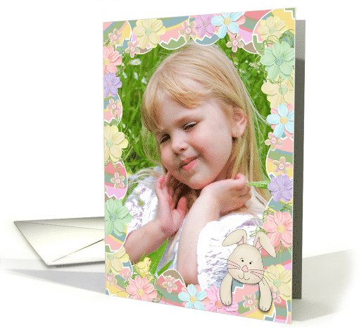 Easter egg and flower photo card with bunny card (1045979)