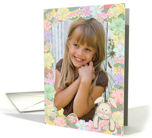 Easter for Mom, Easter egg and flower photo card frame with bunny card