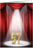 57th Anniversary in the spotlight with red curtains card