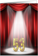 53rd Anniversary in the spotlight with red curtains card