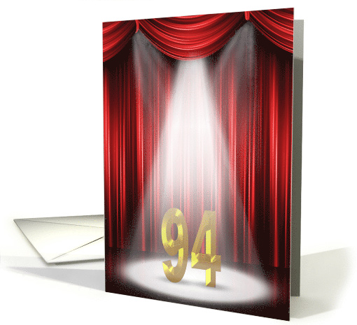94th Birthday in the spotlight with red curtains card (1046415)