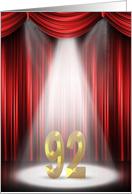 92nd Birthday in the spotlight with red curtains card