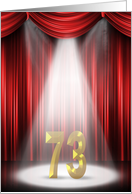 73rd Anniversary in the spotlight and red curtains card