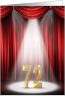 72nd Anniversary in the spotlight and red curtains card