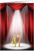 47th Anniversary in the spotlight with red curtains card