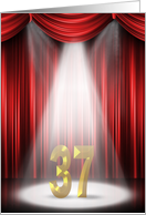 37th Anniversary in the spotlight with red curtains card