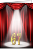 67th Anniversary in the spotlight with red curtains card