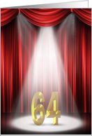 64th Anniversary in the spotlight with red curtains card