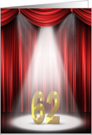 62nd Anniversary in the spotlight with red curtains card