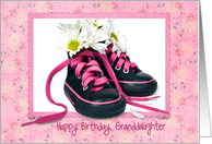 Granddaughter’s Birthday - sneakers with daisies in pink frame card