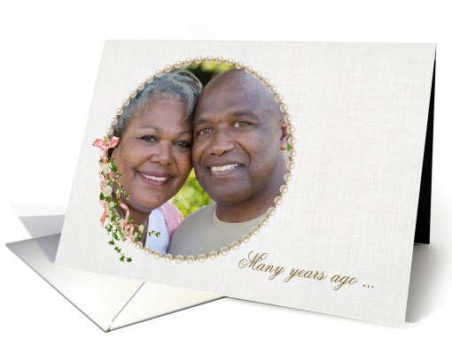 Wedding Anniversary photo card with pearl frame and... (1049423)