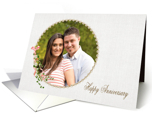 Wedding Anniversary photo card with pearl frame and... (1049427)