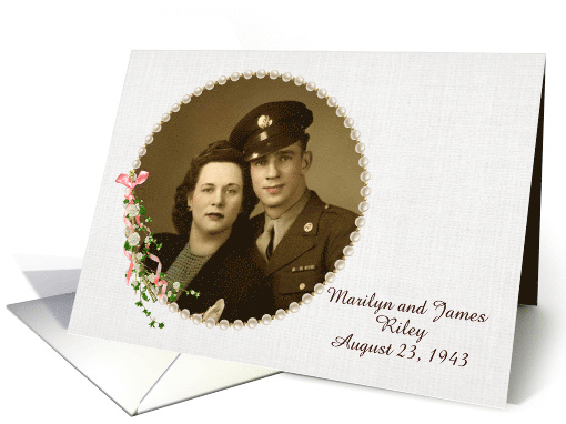 Anniversary Open House Photo Card Invitation with Pearl Frame card