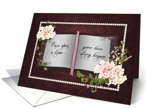 Anniversary for Daughter and Son in law, open book with flowers card
