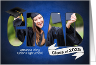 2025 Graduation Party Invitation with Blue Photo Card Text Frame card